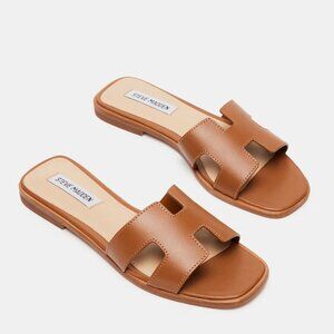 NEW Steve Madden Hazel Slide Sandal (Women) 10M, COGNAC LEA